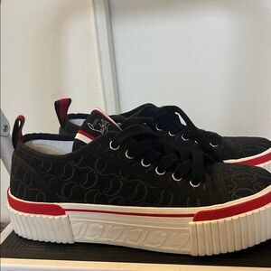 Christian Louboutin Black and Red Platform Sneakers